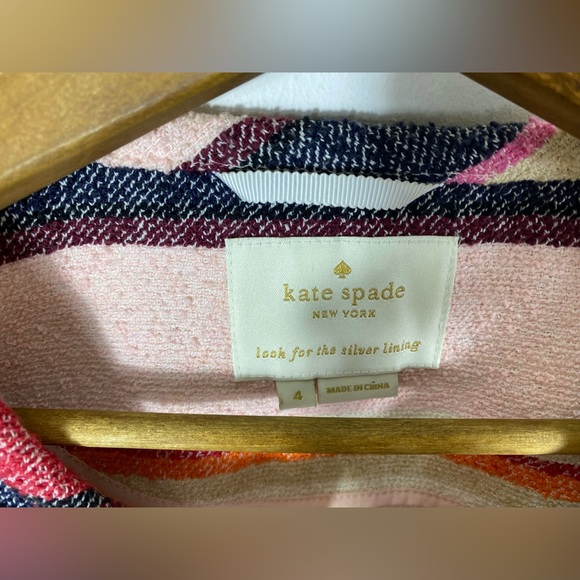Kate Spade Berber Stripe jacket Cotton Pink Blue White Summer Spring Size 4 - Picture 2 of 10